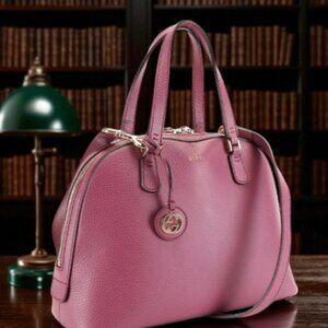 Gucci Lady Dollar Dome Two-Way Handbag in Pink Grained Leather